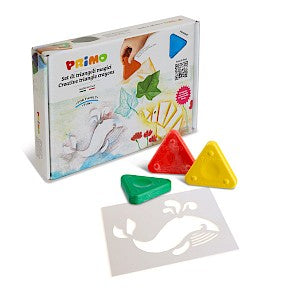 Triángulos de cera 8 colores + plantilla