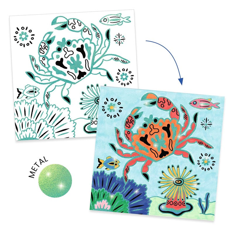 Dibujos para colorear brillantes: bajo el mar