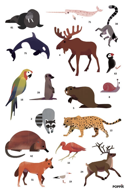 Gran Póster de Pegatinas "Animales del Mundo"