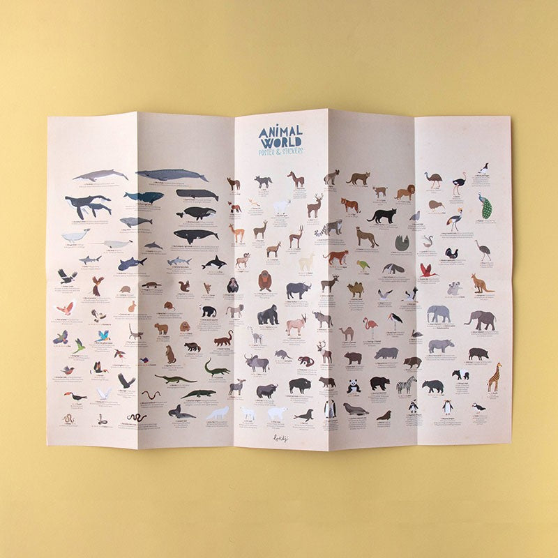 Animal world poster & stickers