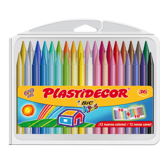 Pack de 36 Ceras Plásticas Colorear Kids Plastidecor BIC